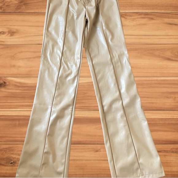 Tiger Mist Vegan Leather High Rise Cutout Wide Leg Flare Pants NWT Y2K Mcbling M - Picture 9 of 12
